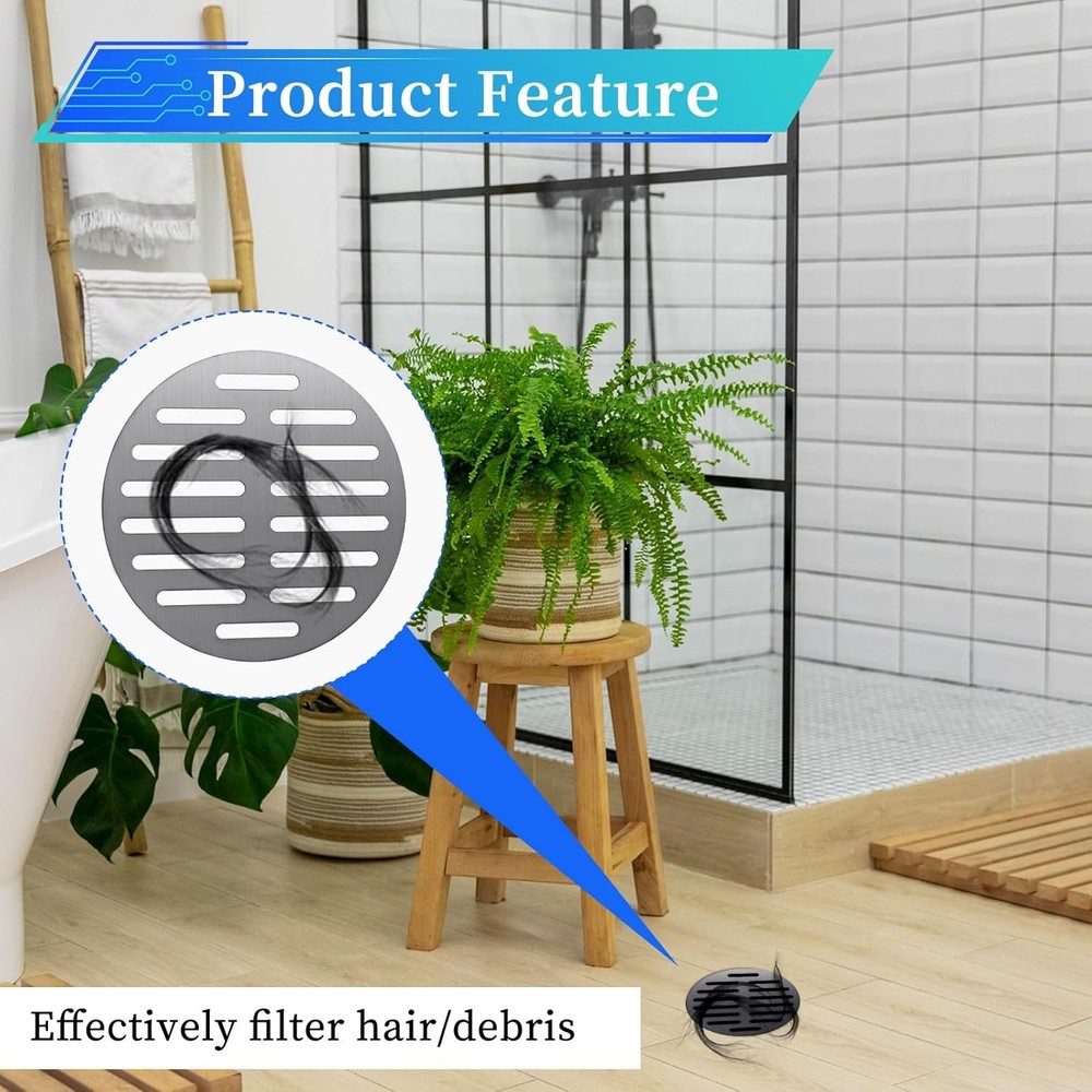 6 Inch Stainless Steel Round Floor Drain Cover Replacement Drainer...