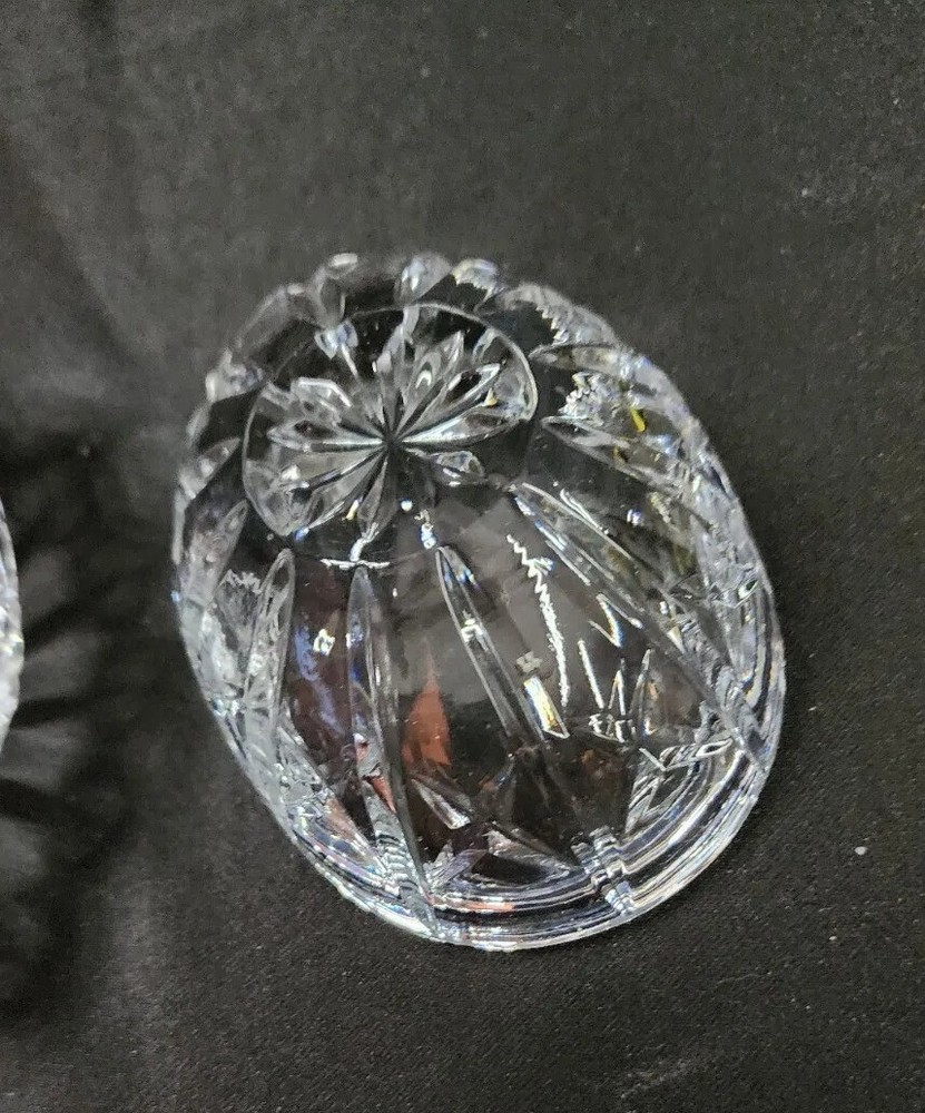 Crystal Egg Candy Dish Trinket Heavy Weight Covered 2 Pc Gift Decor