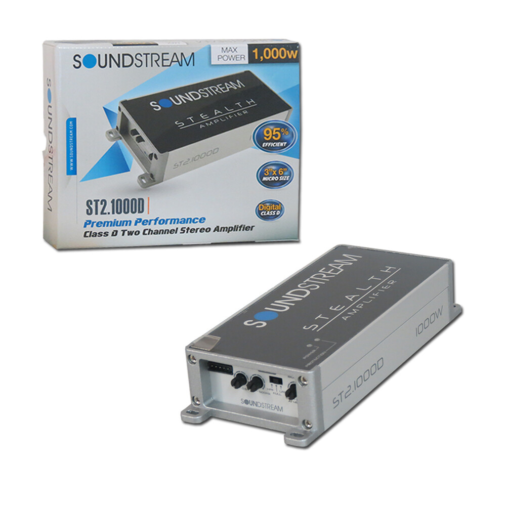SOUNDSTREAM ST2.1000D 2-CHANNEL CLASS D MOTORCYCLE COMPACT AMPLIFIER 1000W MAX