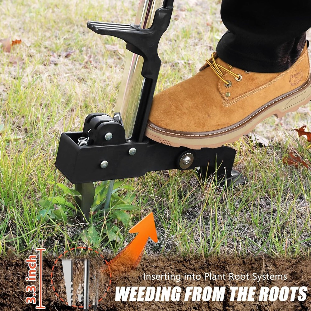 Weed Puller Tool, Gardening Stand-Up Weeder Puller with Ergonomic 39.3" Long Han