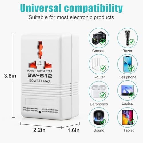 Voltage Converter 110V to 220V Step-Up & Step-Down Power Two-Way white