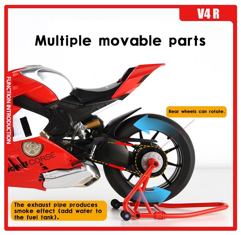 Ducati 1:6 Die-Cast Motorcycle Model, Multi-Function, Premium Gift for Him