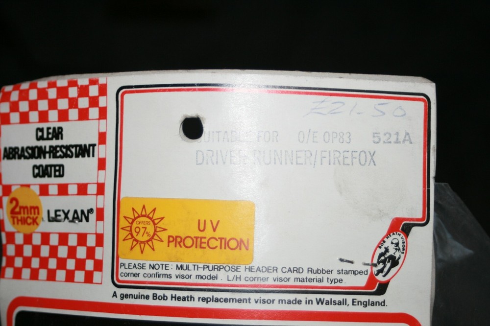 Bob Heath Clear Visor BHV521A Driver Runner Firefox Stream Cosmos Blackstar