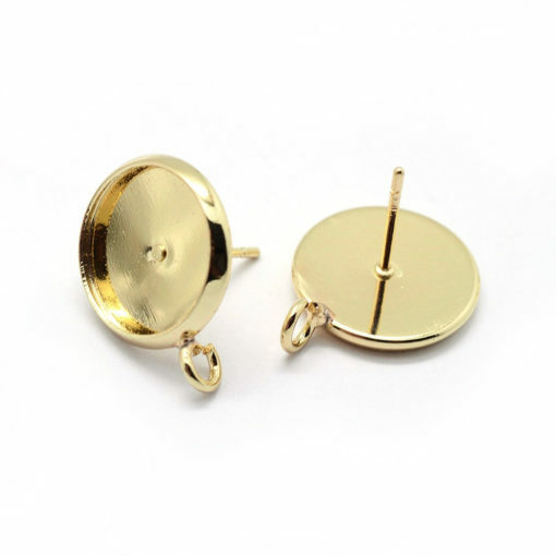 10 pcs. Golden Earring Posts Studs Settings Cabochons Tacks with Loop 8mm