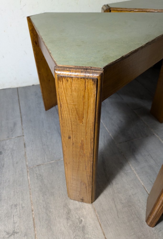 Vintage Set of 3 Mid Century Modern Triangular Wood Stacking Nesting Tables