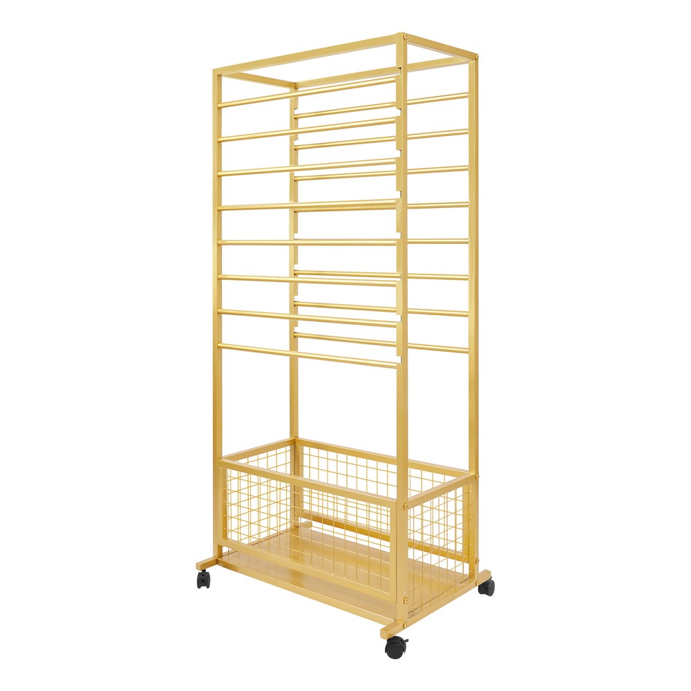 16-Tier Organizer Rack Storage Shelf Ribbon Display Rack W/ 4 Wheels 67*33*150cm
