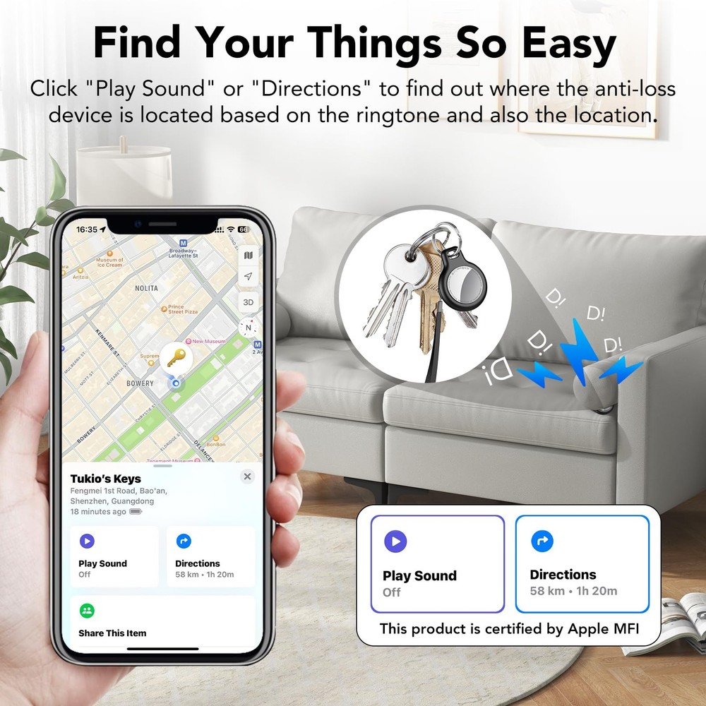 2026 New [Apple MFi Certified] Air Tracker Tags-4 Pack (iOS Only), Bluetooth ...