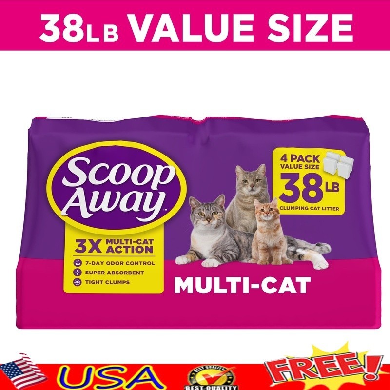 Clumping Multi Cat Litter 7 Day Odor Control Super Absorbent Meadow Fresh 38 lb