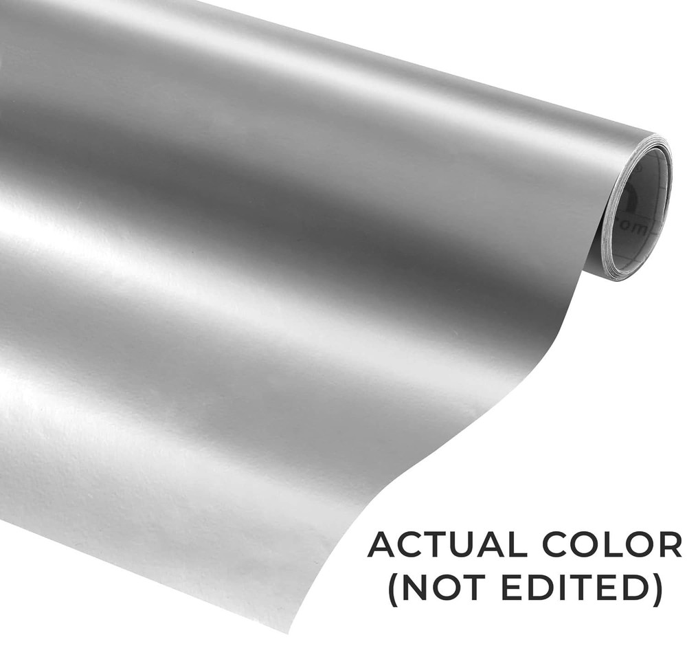 High-Grade Silver Metallic Craft Vinyl 7ft Roll - Waterproof & Scratch-Resistant
