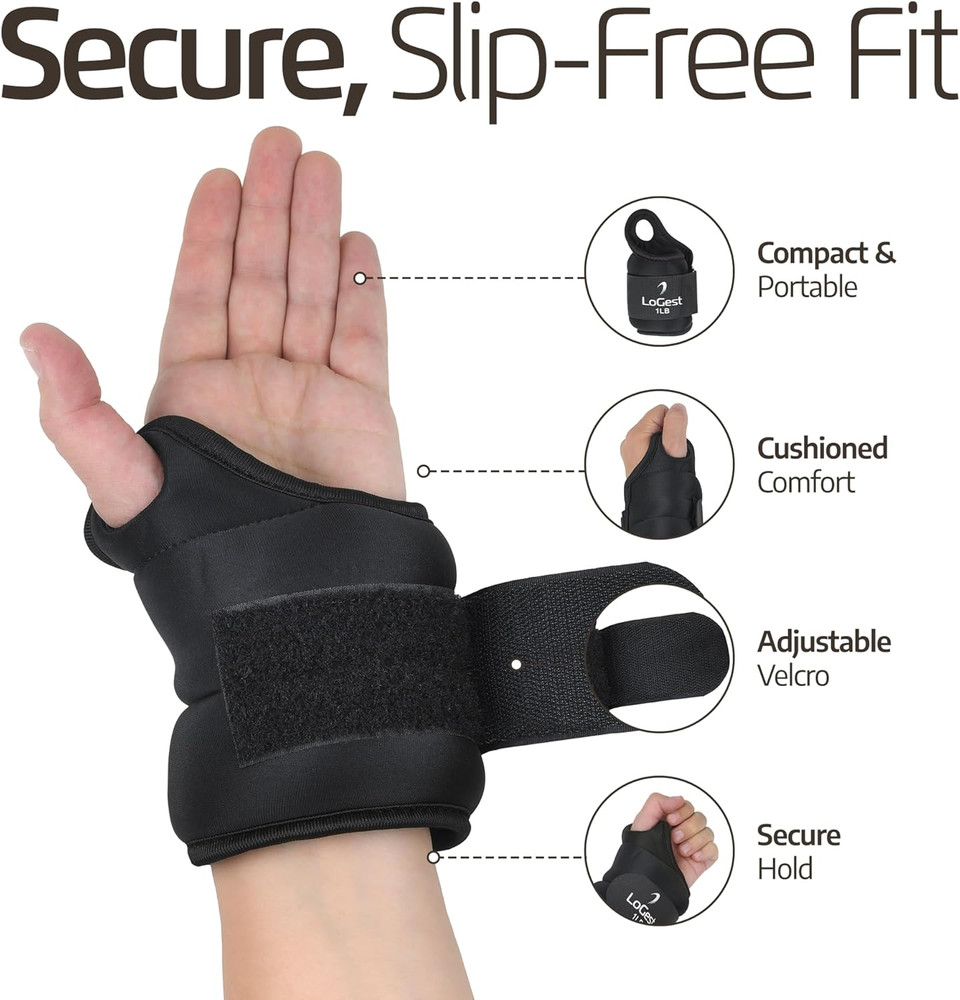 Wrist Weight with Thumb Loops & Hook-And-Loop Closures - 1Lb, 2Lbs, 2.5Lbs, 3...