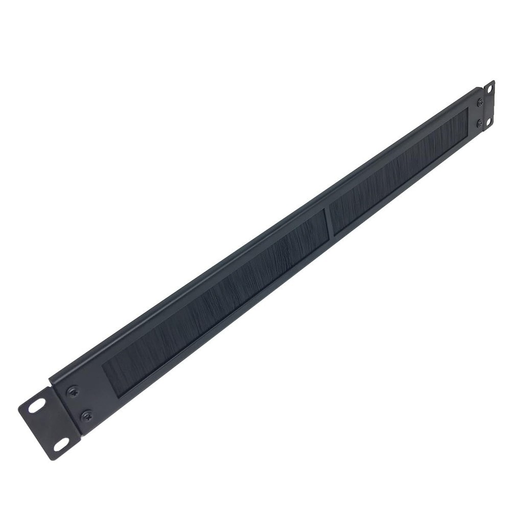 1U Brush Cable Manager Horizontal Rack Mount Management, Black