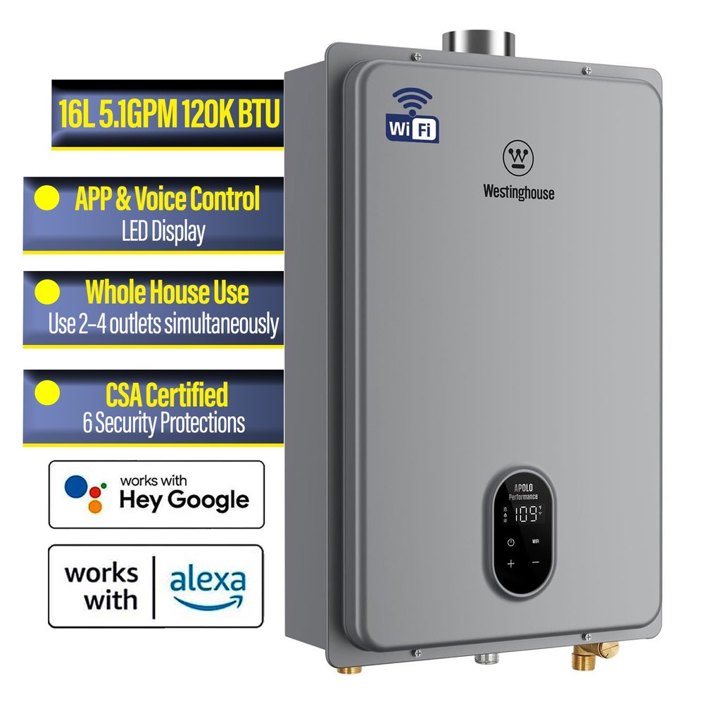Westinghouse APOLO Tankless Water Heater Propane Max 5.1 GPM 120,000 BTU Indoor