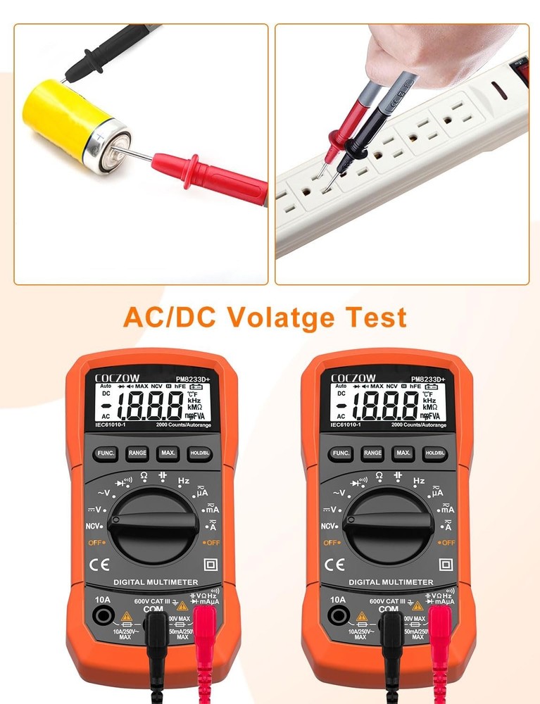 Battery Powered High Sensitivity Digital Multimeter - Non-Slip Design and Safety