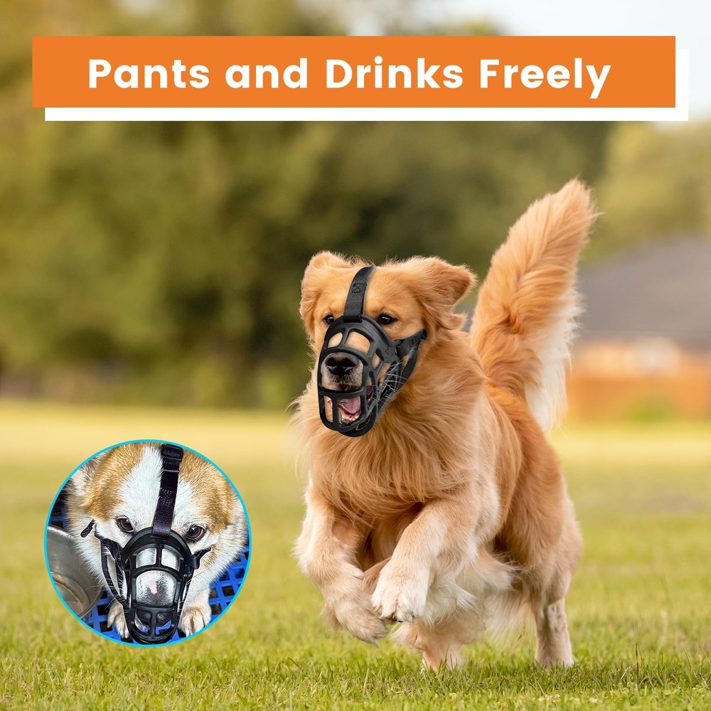 Dog Muzzle – Lightweight Breathable Basket Muzzle, Anti-Biting & Chewing, Adj...