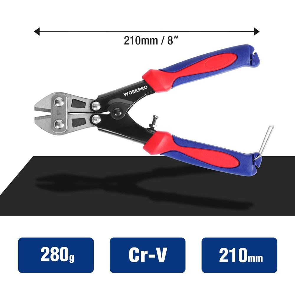 Workpro Mini Bolt Cutter 8-Inch, Spring Loaded Small Heavy Duty Wire C