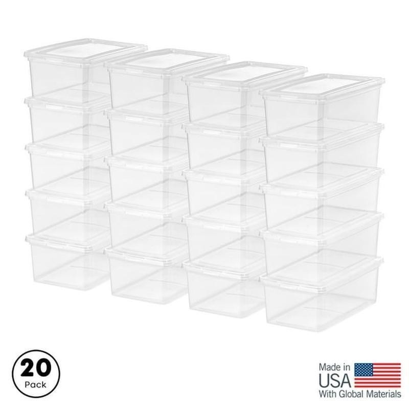 5 Qt Clear Plastic Storage Bins Stackable Lids Organizing Containers 20 Pack New