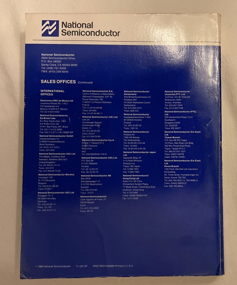 NATIONAL SEMICONDUCTOR 1989 Special Purpose Linear Devices Databook