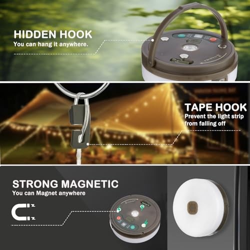 Camping String Lights with Remote Control, 4 in Outdoor 1 Remote control