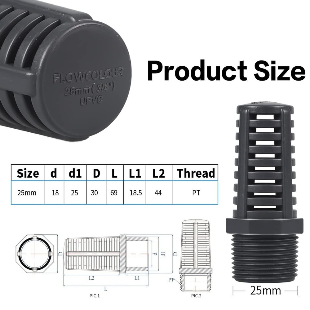 TOMEX 3/4 Inch Threaded Suction/Overflow Strainer, Screen Strainer 3/4 Inch (...