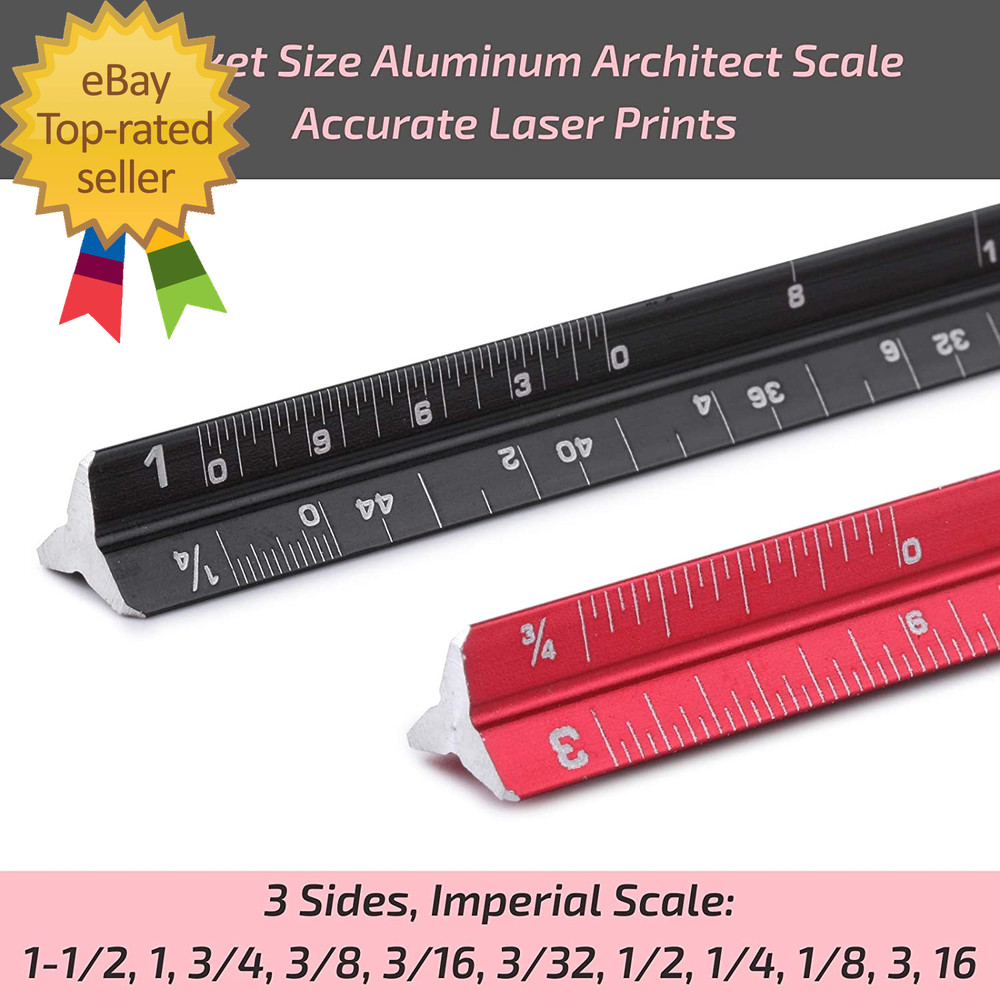 6 Inch, 2 Pack, Pocket Size Ruler, Small Architectural Scale