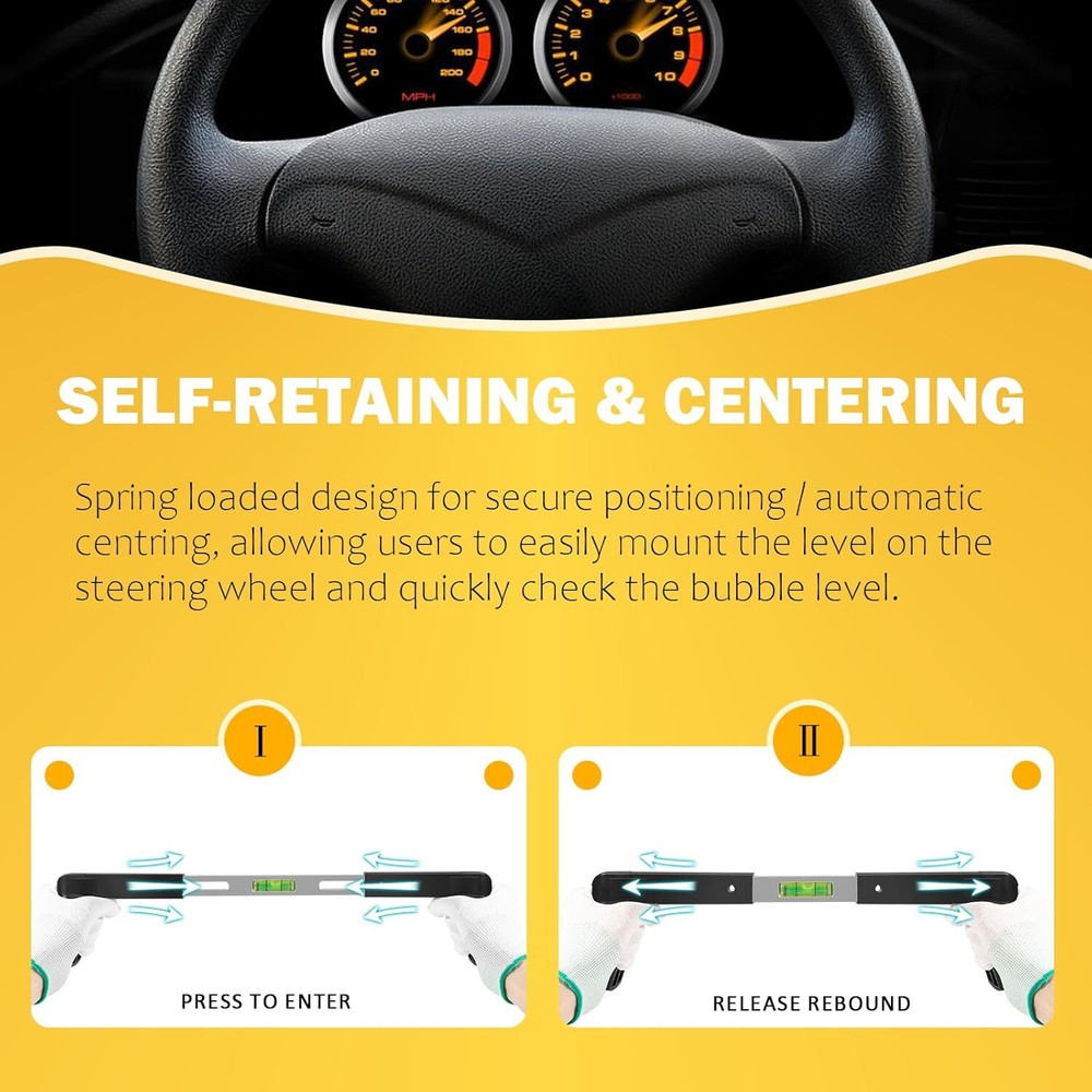 Steering Wheel Level Alignment Tool for Most Steering Wheel, Spring-Loaded Steer