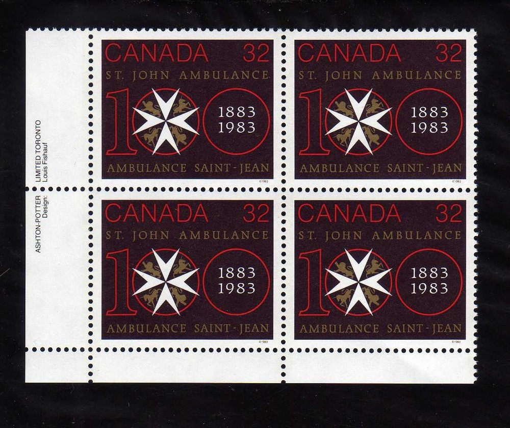 Canada 1983 - Scott# 980   St. John Ambulance Centenary, LL Plate Block