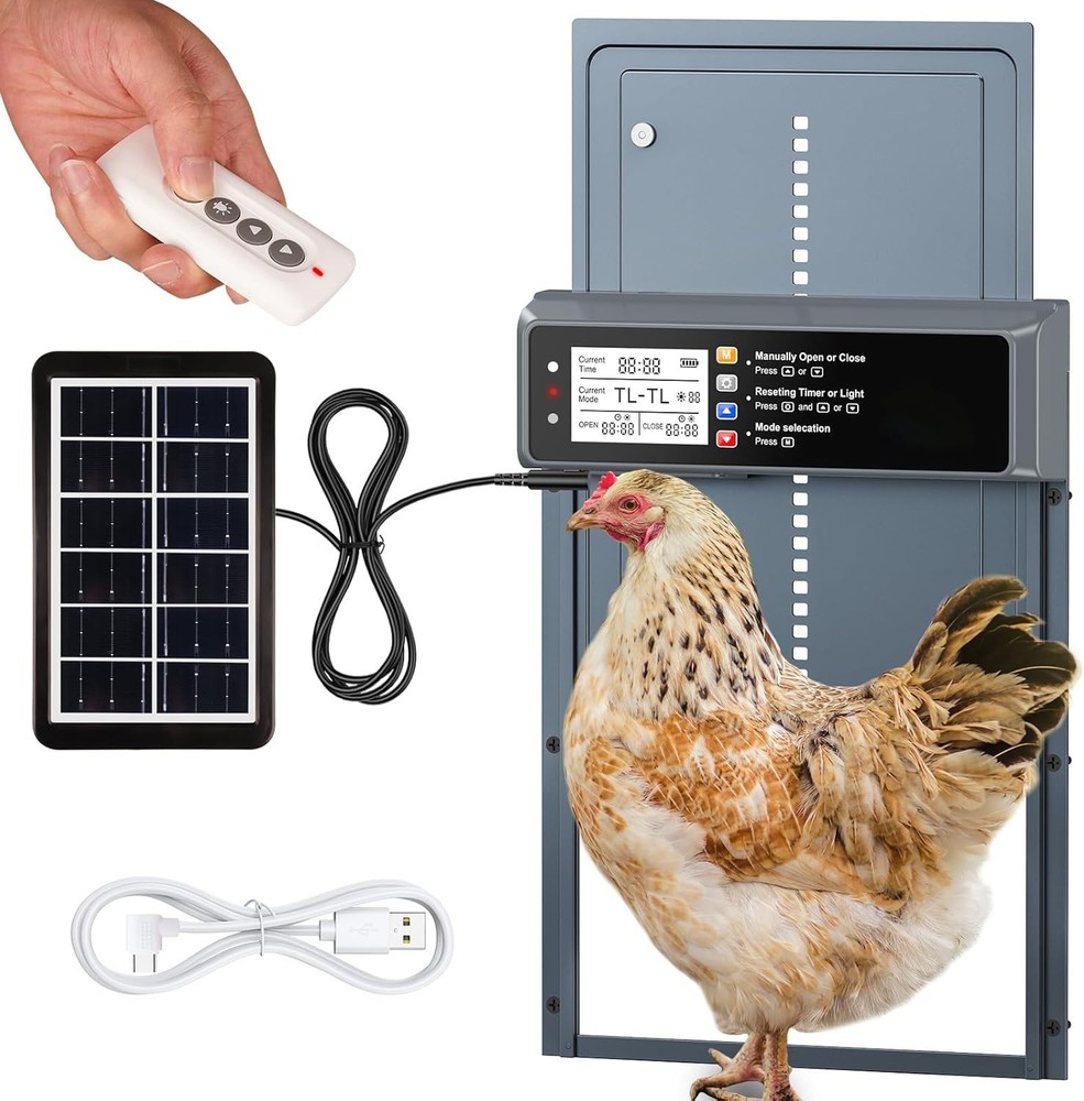 Efficient Remote-Controlled Chicken Coop Door - Solar Powered with LCD Display