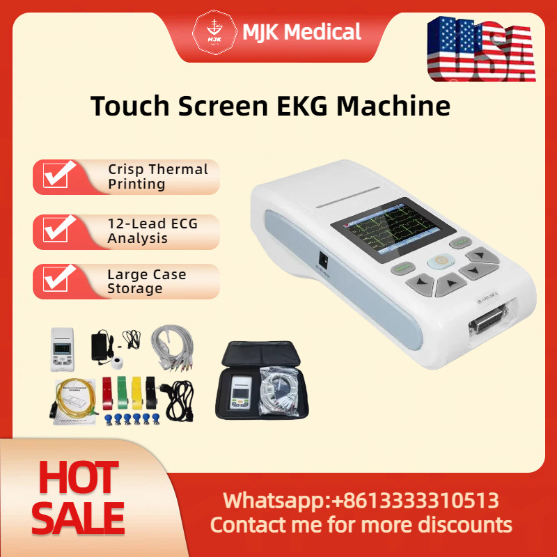 Portable 12-Lead EKG/ECG Machine: Touch Screen, USB, & Built-in Printer