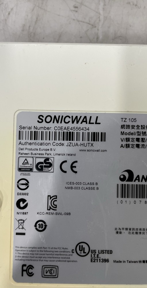 SonicWall TZ 105 Firewall Network Security Appliance Device Unit