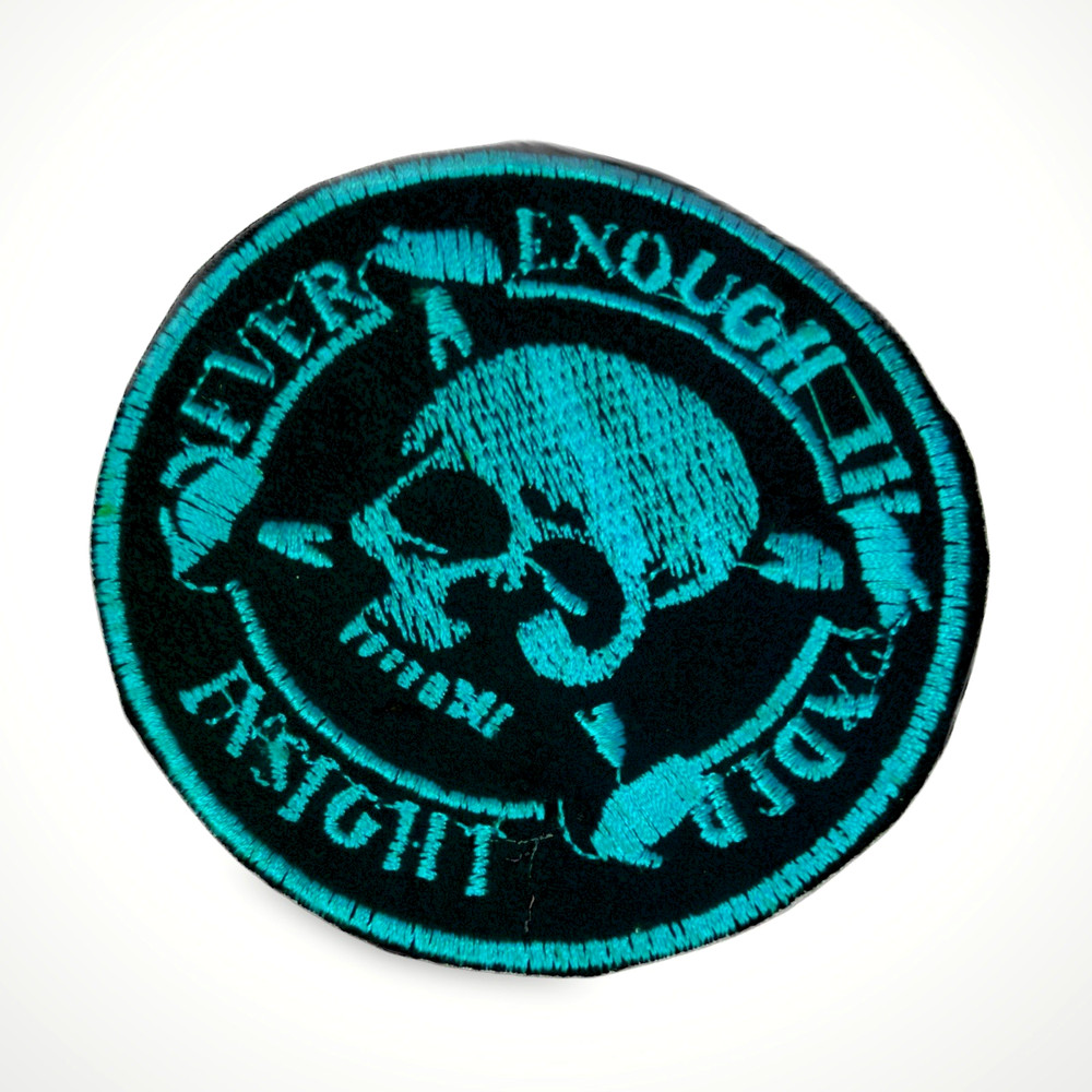Never Enough Thunder Insight Blue Skull Iron-on Patch 3.5"