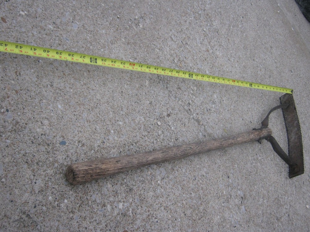 Vintage Weed Grass Trimmer Sling Blade Wood Handle Rustic Yard Sickle Wacker