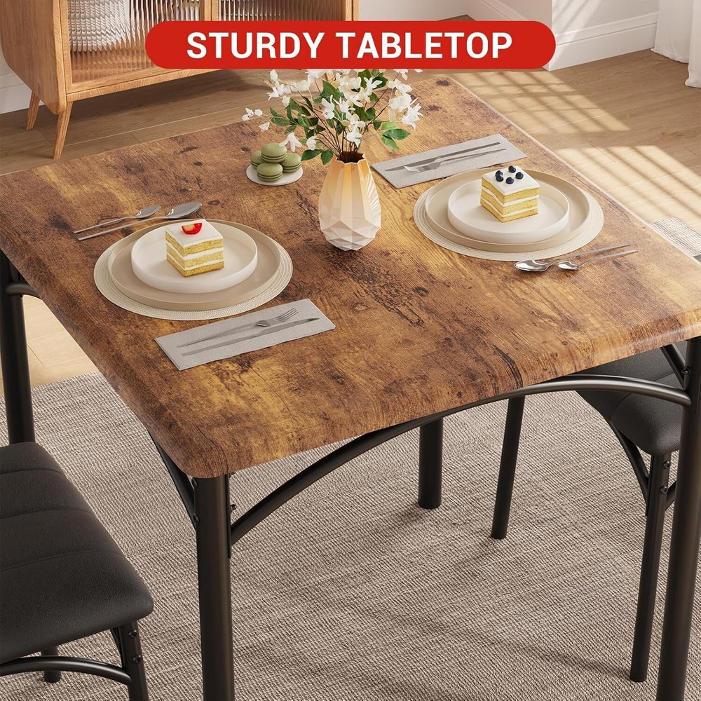 Dining Table Set for 2 Kitchen Table with 2 Upholstered Chairs for Apartment