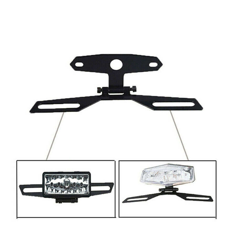 Motorcycle Adjustable Folding License Plate Bracket Stand Tag Tail Light Holder