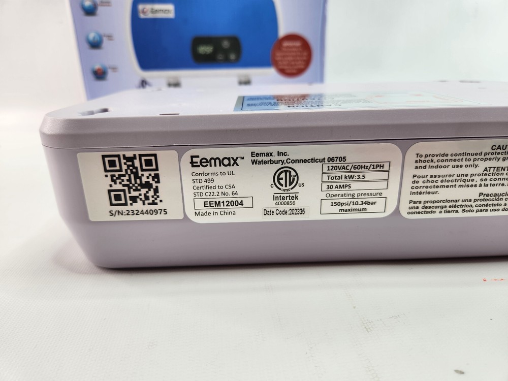 Eemax EEM12004 Electric Tankless Water Heater Point of Use, 4KW, Blue Brand New