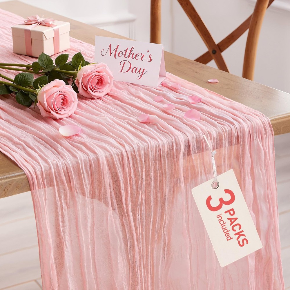 3Pack Cheese Cloths Table Runner, 120'' Boho Table Cloth Decorations for Part...