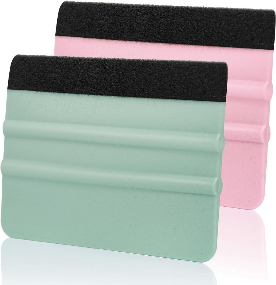 Squeegee for Vinyl, 2 Pcs Vinyl Squeegee with Extra 2 Felt Replacements, 4 In...