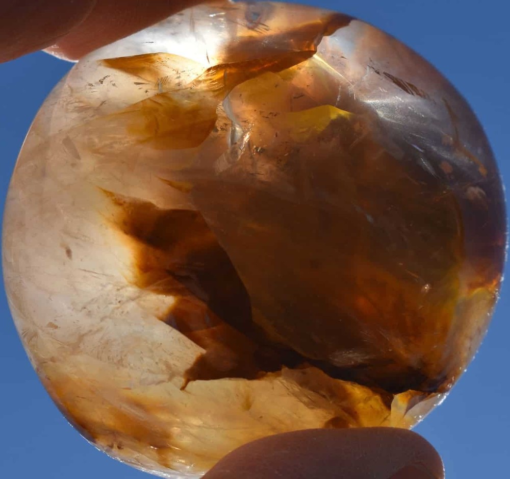 Yellow Hematoid Quartz Palm Stone #9