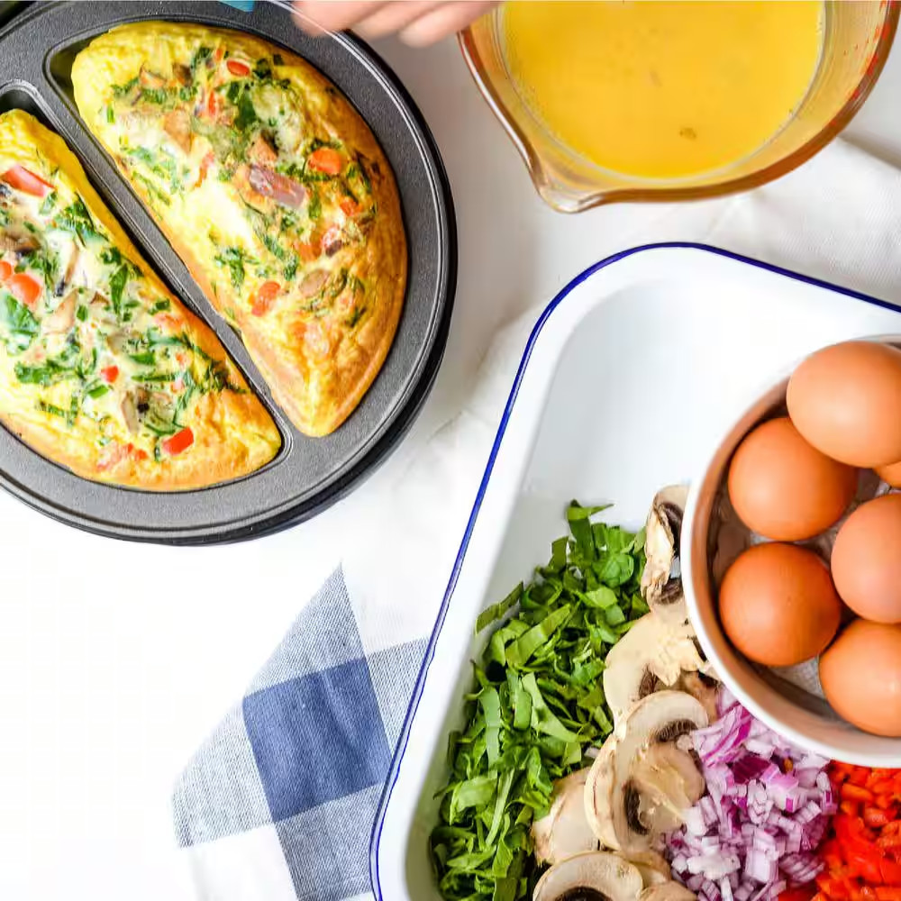 4-Egg Red and Stainless Steel 2-Section Omelets Maker