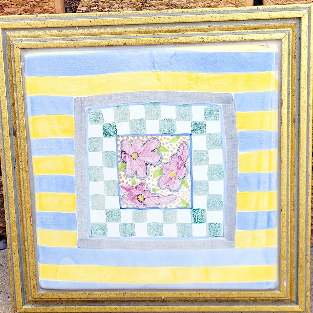 Mackenzie-Childs Myrtle Kitchen Tile 8"x8" Without Frame Gold Framed