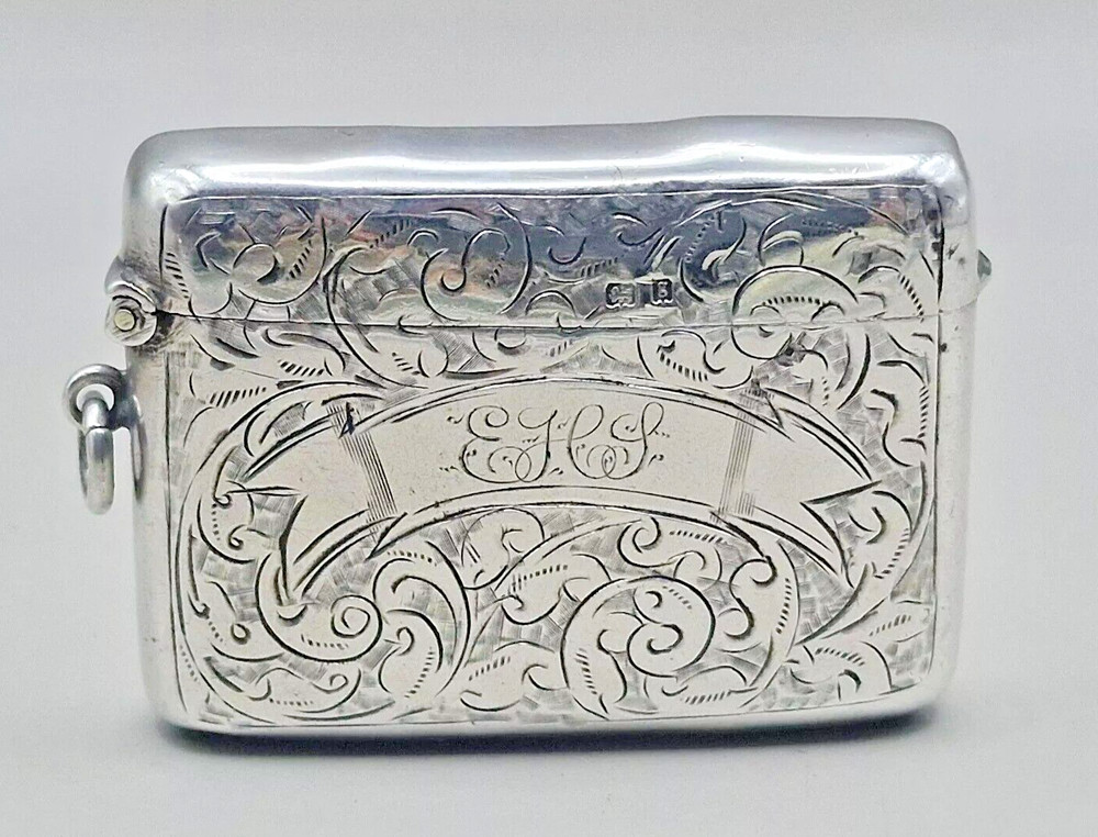 Rare Solid Silver Vesta Case With Two Compartments by Thomas & Marshall 1906