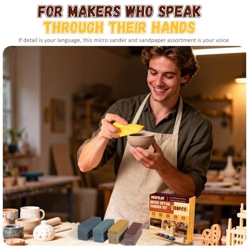 128PCS Premium Micro Sander & Sandpaper Kit, Detail & Mini Hand Sander with
