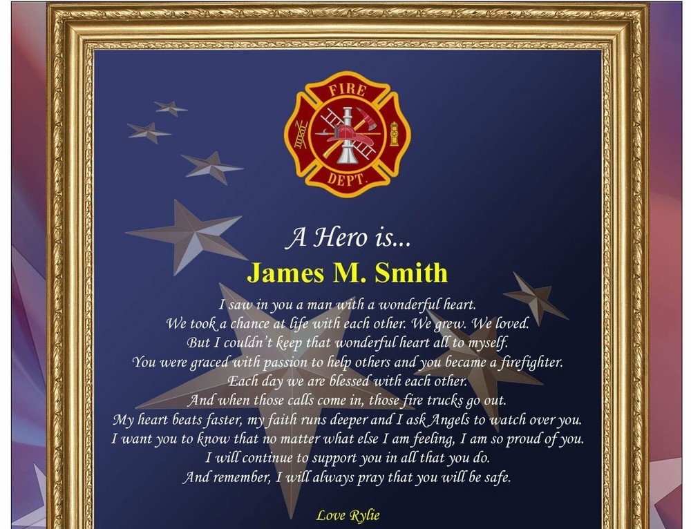 Personalized Fireman Clock Firefighter Gift Poem