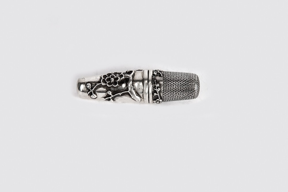 Antique Solid Silver Chinese Compendium Sewing Thimble Kit - Late 19th Century