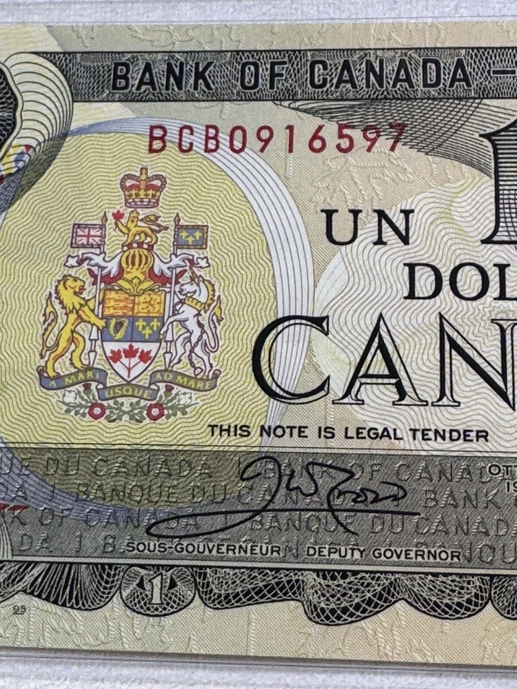 1973 Canada 1 Dollar Banknote Crow Bouey P# 85c