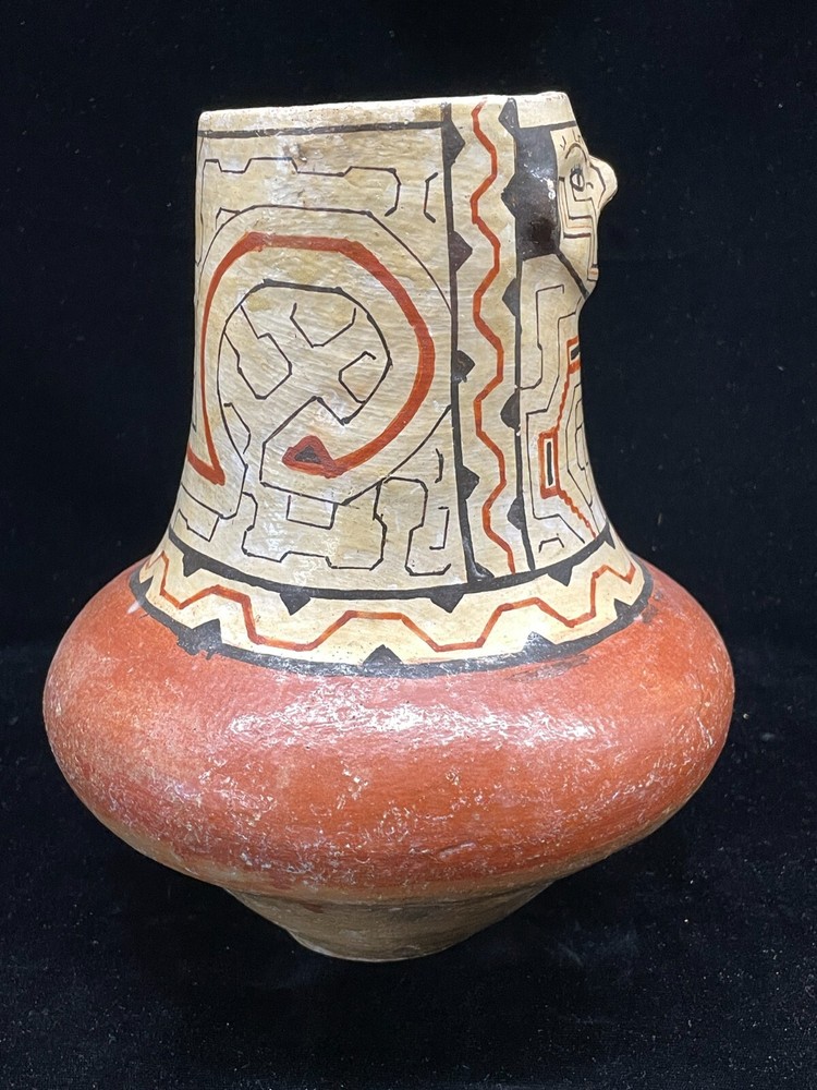 Antique Shipibo Peruvian Figural Pot 10" Tall