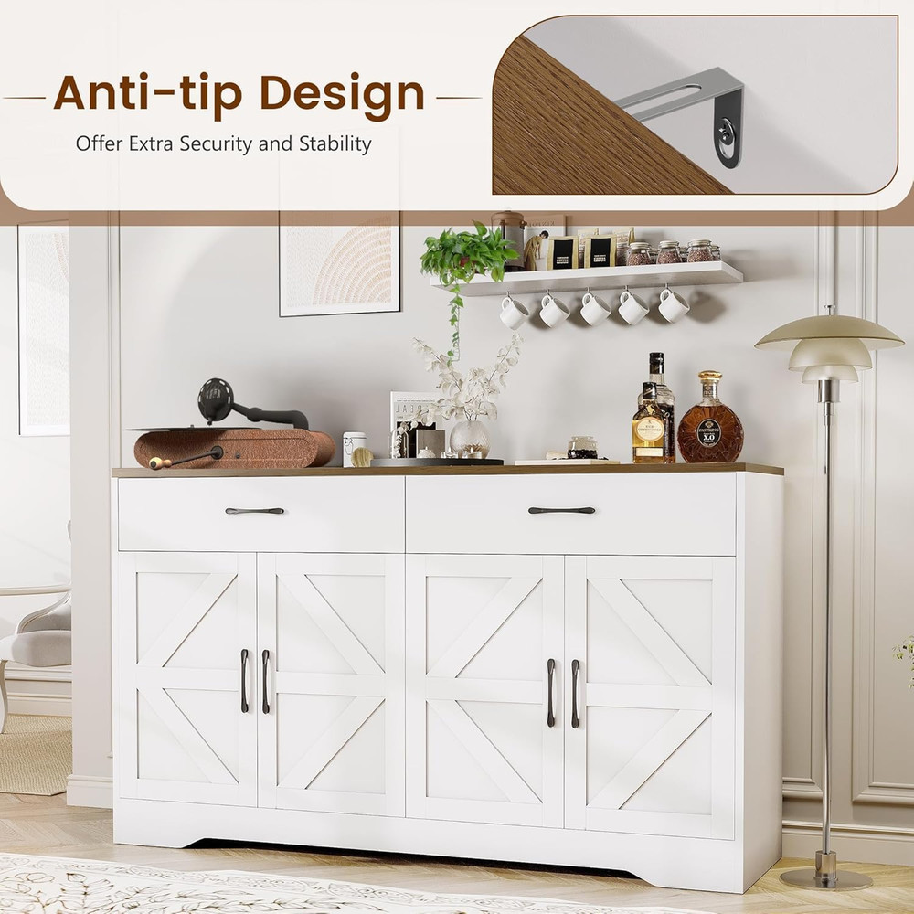 Sideboard Buffet Cabinet with Storage, Large Kitchen Storage Sideboard with Draw