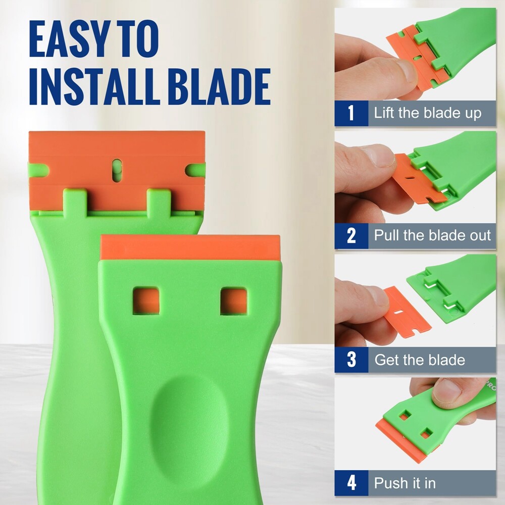 WORKPRO Plastic Razor Blade Scraper 3-Piece with 120 Pcs Plastic Razor Blades
