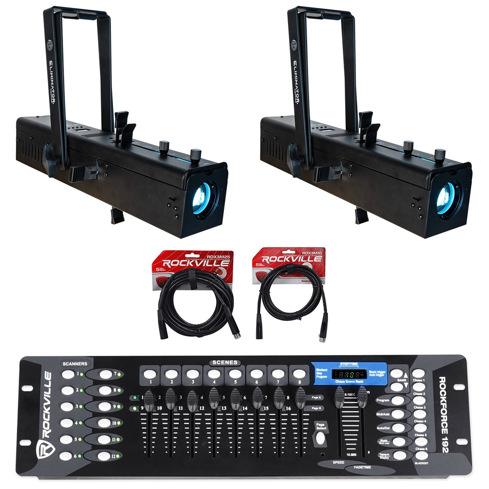 (2) Eliminator American DJ IKON PROFILE Plus RDM GOBO Projectors+DMX Controller