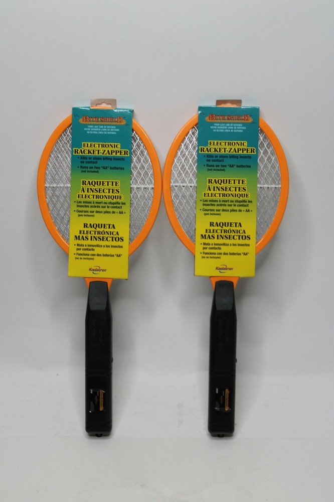 2 Pack - Bite Shield Electronic Bug Zapper Racket Kills Insects Mosquitoes Flies