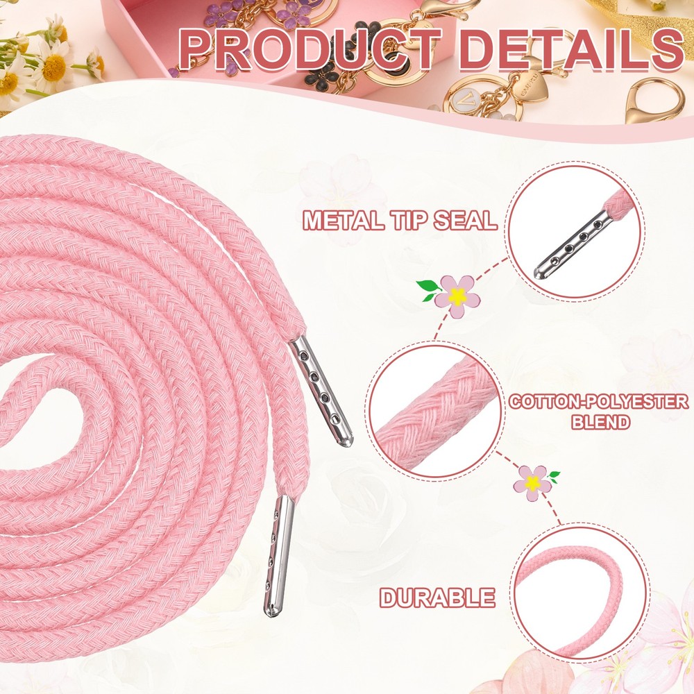 2 Pcs Hoodie Strings Drawstring Cords with Easy Threader (Light Pink)
